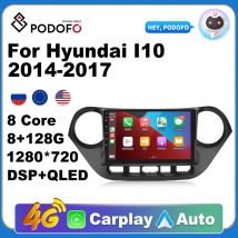 Podofo AutoRadio 2Din Android Radio Carplay per Hyundai I10 2014-2017 AI Voice 4G GPS Car Multimedia Video Player Stereo 2din