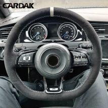 CARDAK Custom Black Grey Suede Car Steering Wheel Cover For Volkswagen Golf 7 GTI Golf R MK7 VW Polo GTI Scirocco 2015 2016