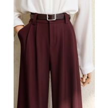 Herbst-Winter-2025, Burgunderrote Anzughose für Damen, Bürodame, elegante modische Hose mit hoher Taille und weitem Bein und Taschen, Schwarz, Grau