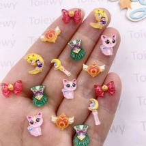30 stücke Harz Bunte Cartoon Mini Glitter Zauberstab Katze Kleiden Mädchen Nail art Flatback Strass DIY Weihnachten Sammelalbum Handwerk