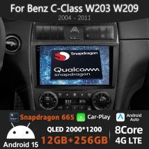 Android 15 Autoradio für Mercedes Benz C-Klasse C-Klasse W203 W209 C180 C200 CL203 C209 A209 2004–2011 GPS NAVI 2DIN QLED BT