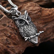 Punk Vintage Edelstahl Eule Anhänger Halskette Mode Hip Hop Tier Amulett Halskette für Männer Frauen Schmuck Geschenk Dropshipping