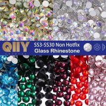 QIIY Strass con retro piatto in vetro di alta qualità Glitter Crystal AB Pietre Colla su strass Strass per la decorazione di vestiti per nail art