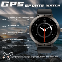 2025 GPS-Smartwatch, 360 mAh, großer Akku, BT-Anruf, 1,32 Zoll, AMOLED, 5 ATM, wasserdicht, 170 Sportmodi, Outdoor-Smartwatch für Männer und Frauen