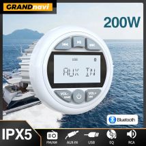 GRANDnavi White Marine Stereo Bootsradio Bluetooth IPX5 Wasserdichter FM AM Digital Media Audio Player für Yacht Gauge ATV UTV Wagen