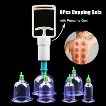 6 pezzi set di coppettazione sottovuoto con pistola di pompaggio ventose massaggio alla schiena tazza per il corpo disintossicante lattine anticellulite vasetti per la cura sana