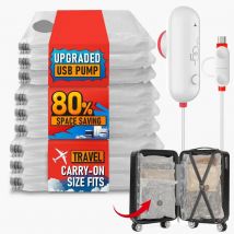6-12er-Pack USB Elektrische Vakuum-Aufbewahrungsbeutel Platzsparend Reise-Vakuum-Kompressionspumpe mit Leichtgewichtiger Reisetasche