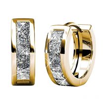 Huitan Mode Vielseitige Frauen Creolen mit Halbkreis Zirkonia Exquisite Geschenk Temperament Weibliche Ohrringe Schmuck