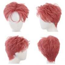 Synthetic wigs for men broken cap 10cm short straight hair slightly curly pink wig ponytail cosplay Christmas gifts