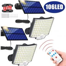 Superhelle 106 LED-Solar-Split-Wandleuchte, 3 Modi, wasserdicht, Bewegungsmelder, Solarlampe für Garten, Straße, Sicherheitslicht