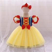 Große Schleife Schneewittchen Partykleid Tutu Kleider Kinder 2 Stück Flauschige Karnevalskleidung Prinzessin Kleid Baby Gelb Sets Kostüm Kleidung