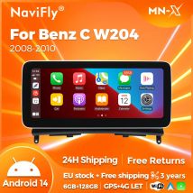 NaviFly 10.25 "Android 14 Wireless Carpaly Auto Radio Per Mercedes Benz Classe C W204 S204 2008 - 2010 GPS Multimediale WIFI 4G LTE