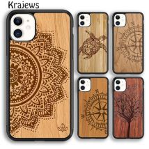 Krajews natürliche bambus holz weiche telefon hülle abdeckung für iphone 15 se2020 14 6 7 8 plus xr xs 11 12 13 pro max plus coque fundas