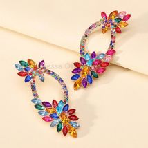 Böhmische Mode Vintage geometrische hohle Strass Dekor Tropfen Ohrringe für Frauen Luxus übertriebenen Charme Schmuck Accessoires