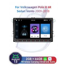 2Din Android Radio Car Multimedia for VW Volkswagen Polo 5 V 6R Sedan Vento 2009-2018 9" Screen GPS Navigation Wireless Carplay
