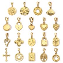 3 Teile/los Lebensbaum Kreuz Edelstahl Diy Clip Auf Charms Liebe Blume Sonne Frauen Armband Halskette Hummer Anhänger