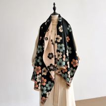 Eleganter Blumenstrauß-Schal, Kaschmirimitat, weich, warm, vielseitiger Schal, kältebeständig, winddicht, Deckenschal für Herbst und Winter