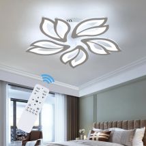 Lámpara de techo LED, luz de techo LED moderna de 45 W regulable con control remoto, lámpara de techo acrílica blanca de 5 cabezales de pétalos