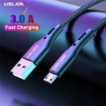 USLION Czarny kabel Micro USB do szybkiego ładowania telefonu komórkowego Xiaomi Android Kabel do