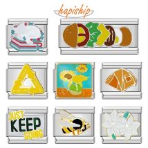 Hapiship 2023 Mode-Charm, italienische Glieder, Blume, Blume, Biene, Zelt, passend für 9 mm Armband, Edelstahl, Herstellung von DIY-Schmuck DJ661-C