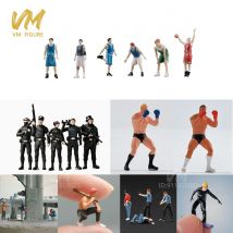 Painted Miniatures 1/64 Sports Basketball Soccer Golf Fencing Skiing Boxing Refereeing Martial Arts Scene Props Figure Model Toy