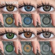 FUNSACHY Korea Bunte Kontaktlinsen Grau Schöne Schüler Weiche Linsen Augen Make-Up Blaue Linsen Jahreskosmetik Farbe EYe