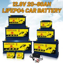 12 V LiFePO4-Lithium-Autobatterie – tragbarer Starthilfe für Auto, Traktor und Wohnwagen, wiederaufladbare, langlebige Kfz-Batterie