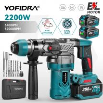 Trapano a percussione elettrico multifunzione da 26 mm senza spazzole, trapano a percussione rotativo senza fili per batteria Makita 21V.