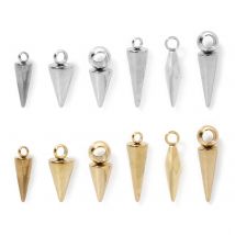 10 PCs 304 Stainless Steel Cone Charms Pendants Retro Bullet Spike Beads for Women Man Hoop Earring Necklace Jewelry Making