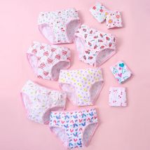 Kinder-Mädchen-Höschen, mehrere Packungen, 100 % Baumwolle, weich, hübsche All-Over-Print-Unterwäsche für Mädchen, modische Unterwäsche, Boxer, atmungsaktiv