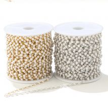 2 Meter weiße Perlenketten aus Edelstahl – Gliederketten als Großpackung für DIY-Schmuckherstellung, Armbänder, Fußkettchen und Zubehör