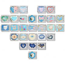 Heißer Verkauf Herz Blau Serie Kuchen Ballon Italienischen Charme Link Fit 9mm Edelstahl Armband, Die DIY Perlen Schmuck geschenke