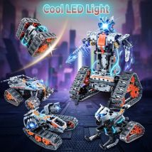 Giocattolo telecomandato HOGOKIDS con luce a LED-5 in 1 Robot Racer cingolato con App e telecomando 604 pezzi Tank Car Toys per 6 +
