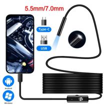5,5/7,0 mm Typ-C-Endoskopkamera, IP67, wasserdicht, mit 6 einstellbaren LEDs, USB, Android, flexibles Inspektionsendoskop für Telefon-PC