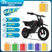 EVERCROSS TECH EV05M Moto elettrica per bambini, 150W, velocità 8/16 km/h, durata della batteria fino a 10 km, Moto Cross 12 pollici per