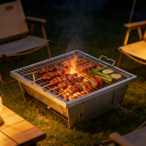 Outdoor-Grill, Edelstahl, tragbarer Outdoor-Herd, Kohlenpfanne, IGT, zusammenklappbar, 1/1,5 Einheit, Brennholzofen, Grill, Camping, Grillen