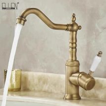Badezimmer-Waschtischarmatur, Haushaltswaschbecken, Waschbecken, heißer und kalter Spritzschutz-Wasserhahn, antike Messingfarbe EL6118A