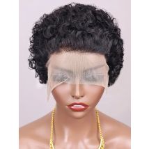 Pixie Cut Wig 13x1 Lace Frontal Short Kinky Curly Bob Wigs Brazilian Water Wave Transparent Lace Front Human Hair Short Wigs