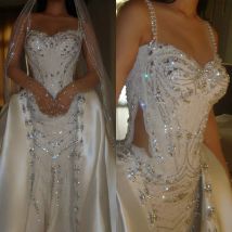 Abiti da sposa semplici con strass Abito da sposa senza maniche con spalline vintage Vestido De Novia in raso con perline personalizzato