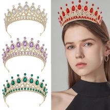 Luxus Gold Farbe Kristall Perlen Braut Tiaras Krone Strass Pageant Diadem Stirnbänder Hochzeit Haar Zubehör