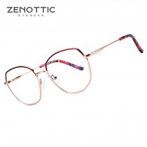 ZENOTTIC 2026 Hexagon Anti-Blaulicht-Brille für Damen, quadratischer optischer Rahmen, Metall, nicht verschreibungspflichtige Computerbrille 310011B