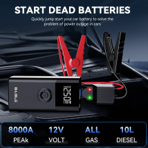 Arrancador de batería de coche con inflador de neumáticos, banco de energía de arranque con bomba de aire de 150PSI, compresor de aire automático, luz LED