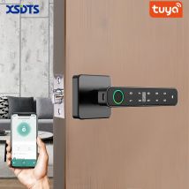 Inteligentny zamek do drzwi z czytnikiem linii papilarnych, kartami, kodem i kluczem, z panelem dotykowym, elektroniczny zamek do domu, mieszkania, apartamentu - XSDTS Tuya