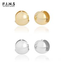 F.I.N.S Minimalismus Runde Ball Reinem S925 Sterling Silber Ohrringe Glänzend Geometrische Piercing Ohr Schnalle Pendientes Plata 925