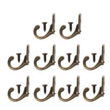 10PCS Vintage Bronze Doppel Mantel Kleiderbügel Wand Montiert Eingangsbereich Haken Mit Schrauben