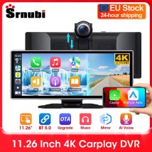 Srnubi 11.26 pollici 4K Dash Cam Wireless CarPlay e Android Auto portatile DVR per auto Sistemi intelligenti Videoregistratore Navigazione GPS