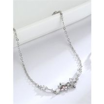 VENTFILLE 925 Sterling Silver Original Design Women's Simple Sweet and Fresh Student Flash Diamond Flower Bracelet