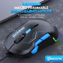 12800 DPI Recht- und Linkshänder-Makro-Gaming-Maus, beide Hände, 10 programmierbare Tasten, Spielmaus, RGB-Licht, max. bis 6 Stufen, DPI