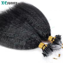 Kinky Straight Micrlinks Human Hair Kinky Straight Micro Loop Hair Extensions For Women Double Drawn Natural Black