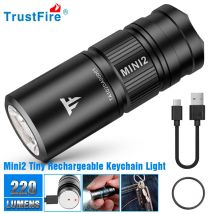 Trustfire Mini2 Mini-EDC-Taschenlampe, USB wiederaufladbar, 220 Lumen, Schlüsselanhänger, 2 Schaltmodi mit Anzeige, LED-Blitzlicht, Taschenlampe